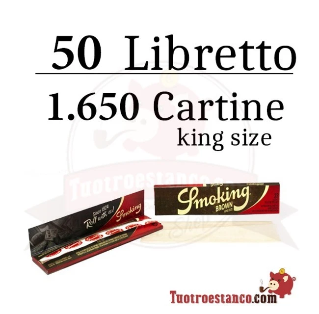 Cartine Smoking Marrone Lunghe Brown King Size Scatola 50 Libretti - Immagine 2 di 4