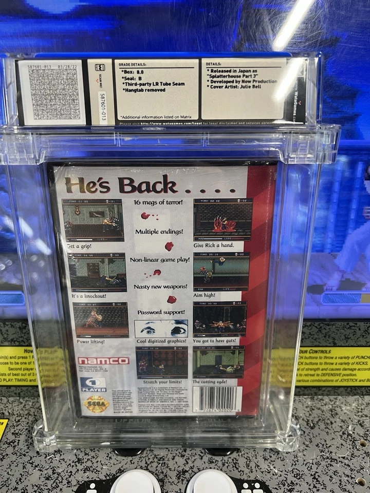 Sega Genesis Splatterhouse 3 1993 clasificación WATA 8,0 B sellado Foto 4 de 4