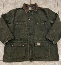 VTG 90s Mens 2XL Carhartt Coat Jacket Blanket Lined PB1366 Barn Chore Moss Green