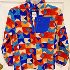 Cat and Jack Pullover Fleece Mock Neck Zipper Sweater Colorful Boys Size 8/10