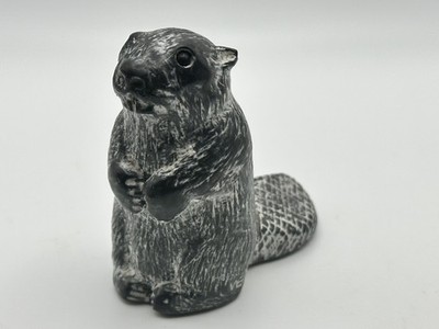   Vintage Edmund WOLF ORIGINALS Inuit BIBER Figur Speckstein CANADA MADE  