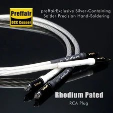 OCC Copper Audio Silver Plated RCA Cable Cord W/ Rhodium Plated Plug Signal Wire