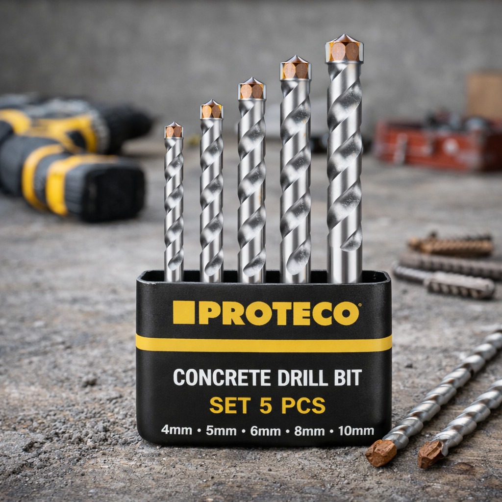 Concrete Drill Bit Set  5 Pcs – Masonry Drill Bits for Brick Stone Cement