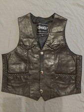 Kids Leather Biker Motorcycle Vest Size Large Unik Apparel