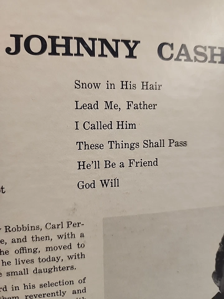 Johnny Cash ~ Hymns By Johnny Cash ~ 1959 Columbia CL 1284 Vinyl LP Very Good - Image 4 of 4