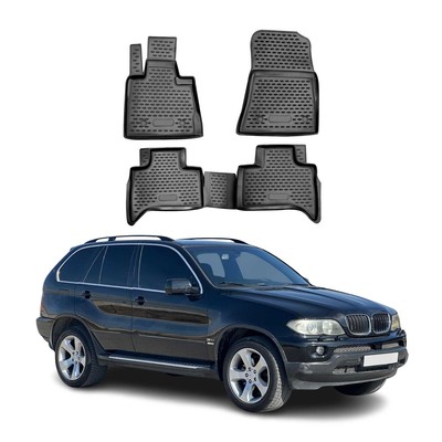OMAC Floor Mats Liner for BMW X5 E53 2000-2006 Rubber TPE Black 4Pcs
