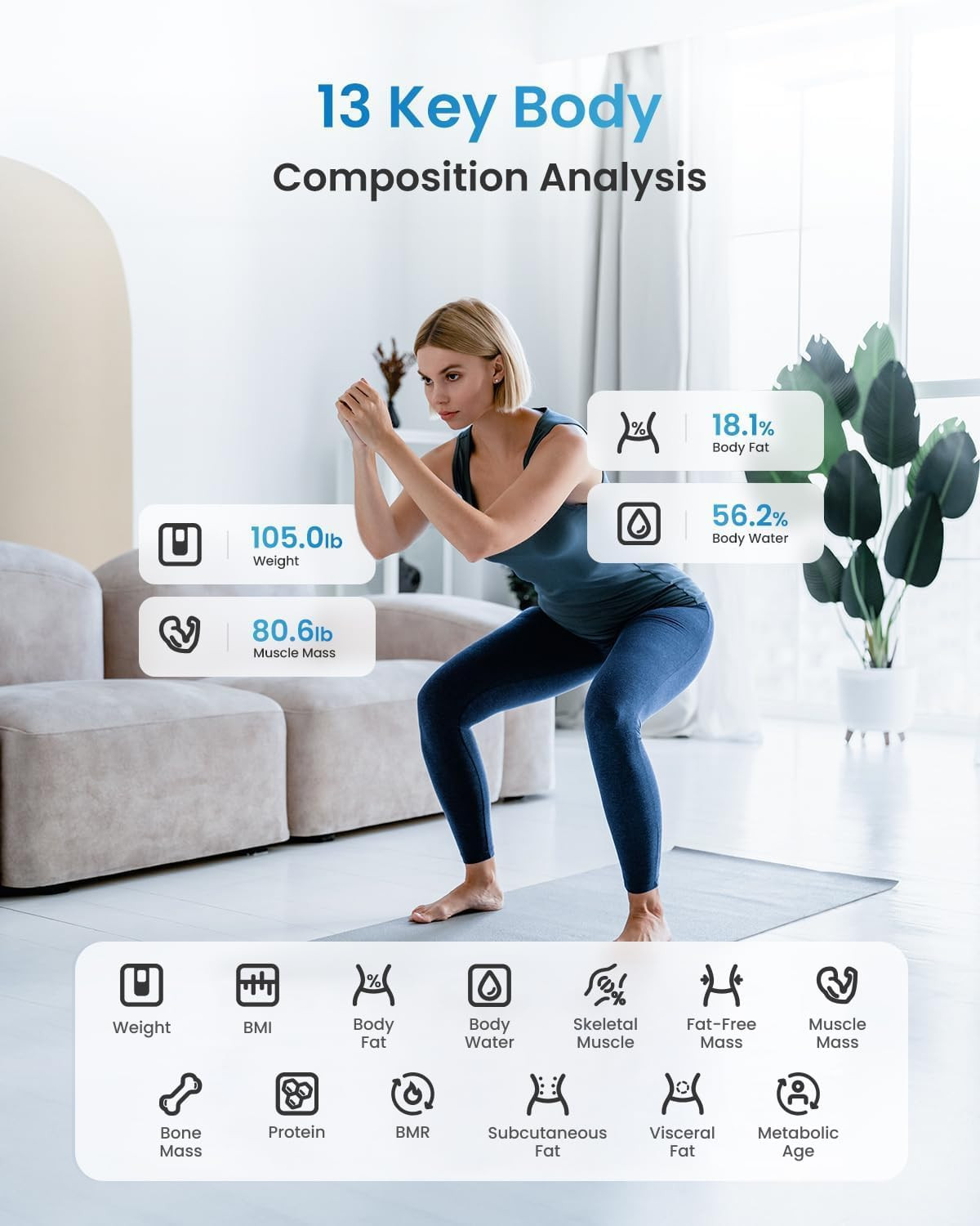 Pèse-personne électronique 180 kg à capteurs haute précision et suivi Bluetooth