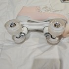 Pink & White High Top Quad Roller Skates Size 36, White Wheels + Bearings — photo 4