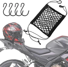 Upgrade Cargo Net for Motorcycle Helmet Storage, Double Layer-Black, Black 
