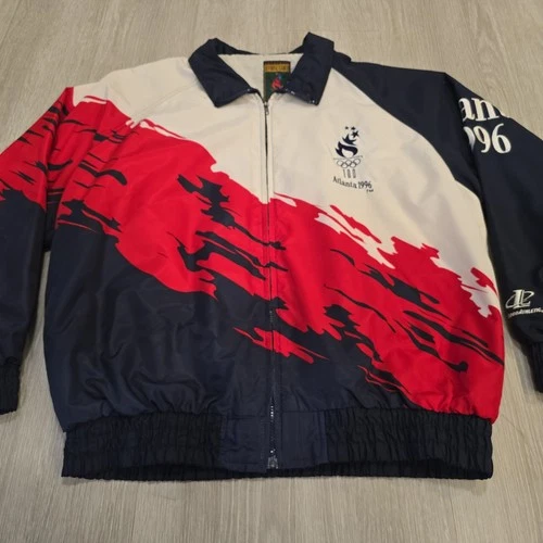 VTG USA Logo Athletic Splash 1996 Atlanta Olympics Jacket Windbreaker Size XL - product listing photo