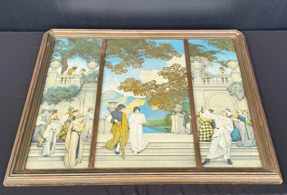 Maxfield Parrish Florentine Fete Tríptico Original Años 1910 Detroit Litografías Foto 3 de 4