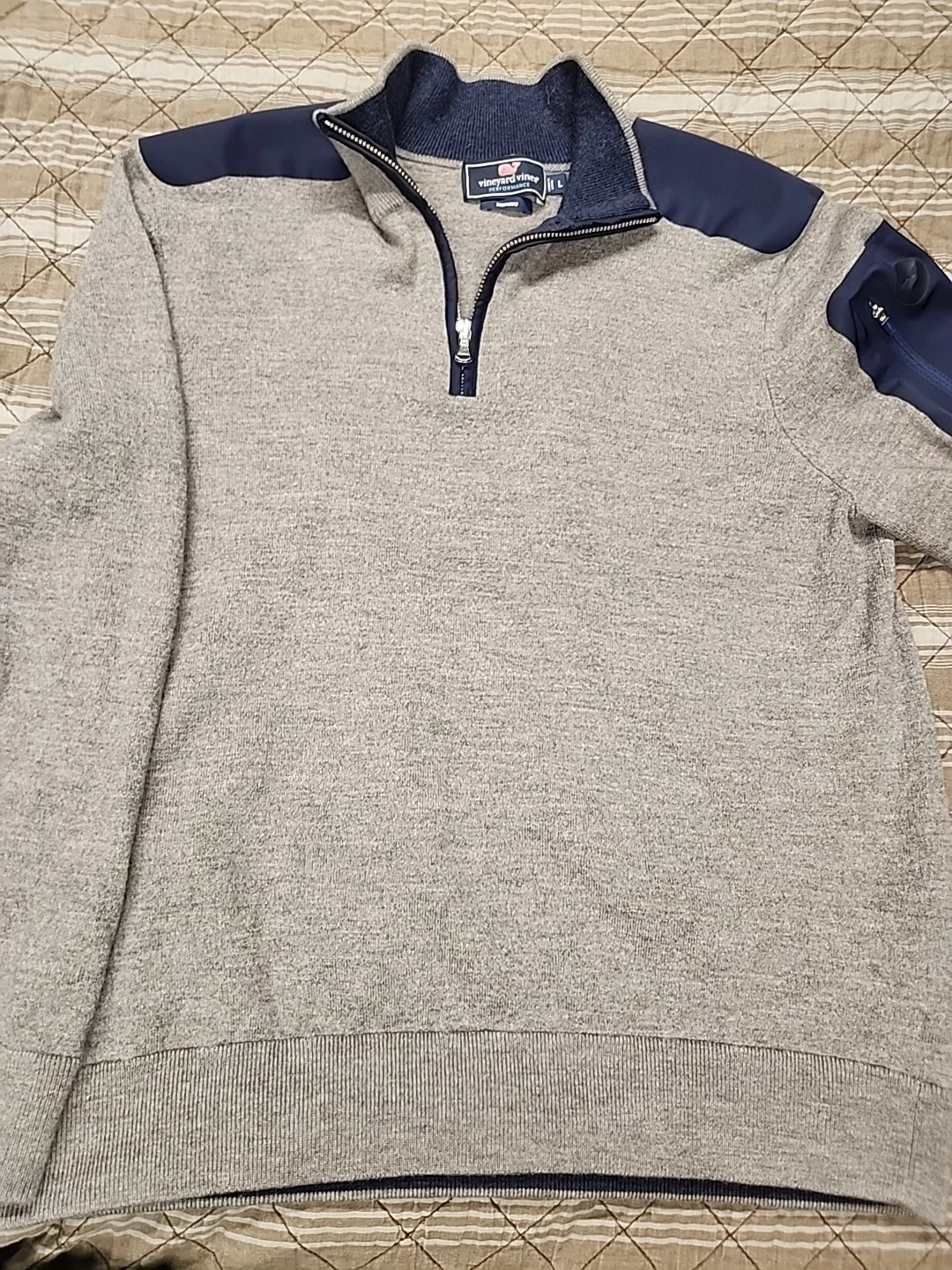 Vineyard Vines Men's Blue Gray Side Shoulder Sweater - Size L