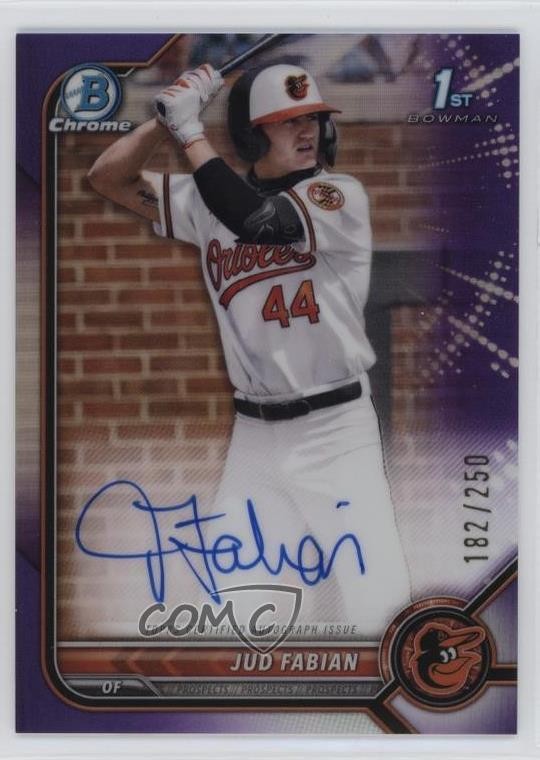 2022 Bowman Draft Chrome Pick Purple Refractor /250 Jud Fabian #CDA-JF Auto 13y1