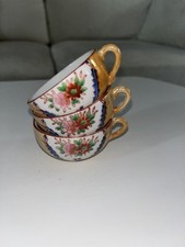 Antique Child's Toy Lusterware Tea Set 3 Japan 1950  s Amber W/ Flowers