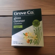 Grove Co. Glass Cleaner Concentrates Streak-Free Wild Grass & Neroli 2pk NEW