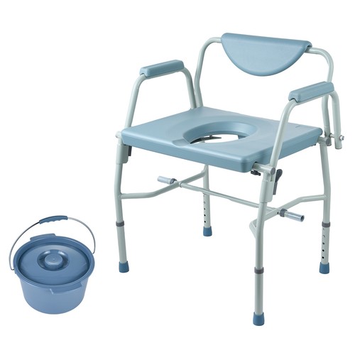 1000LBS Raised Toilet Seat w/Drop Arm Adjustable Height Padded Commode Chair - Picture 10 of 12