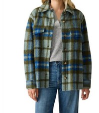 Faherty Cotswold Shirt Jacket Oakland Plaid Wool Blend Green Blue XS New