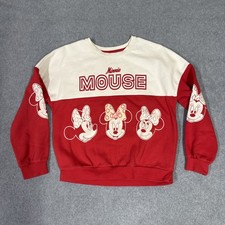 Disney Minnie Mouse Crewneck Sweatshirt Pullover Red Size Large 10/12 Girls