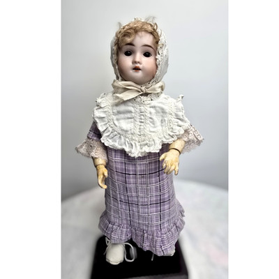 Antique German Fleischmann Bisque Head Doll, Composition Body, Fixed Eyes,1890s