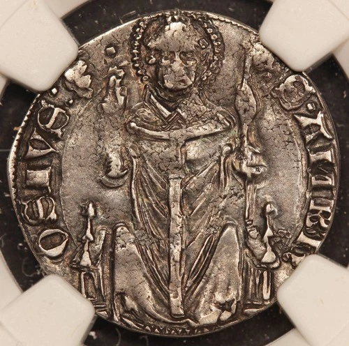 1329-39 Italy Milan Grosso Azzone Visconti Silver Coin - NGC AU 55