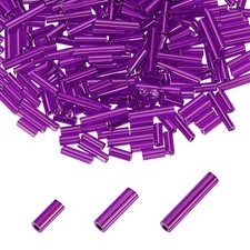 800pcs Glass Bugle Beads 4/6/9mm Long Tube Cylinder Beads, Dark Purple