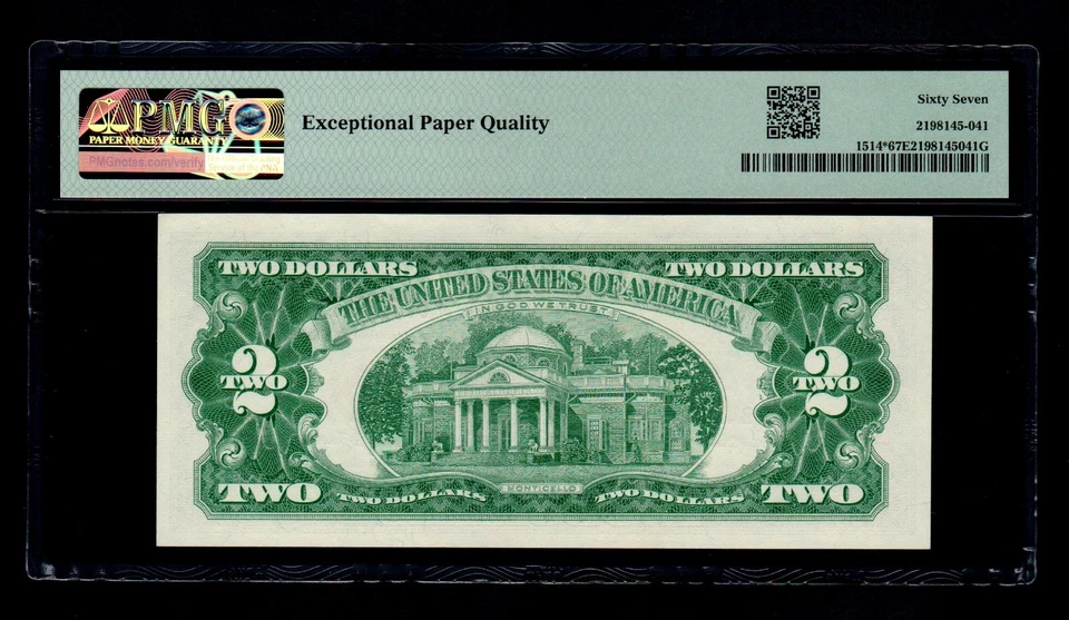 1963-A $2 Legal Tender Note STAR PMG GEM UNC 67 PPQ - Image 2 of 2