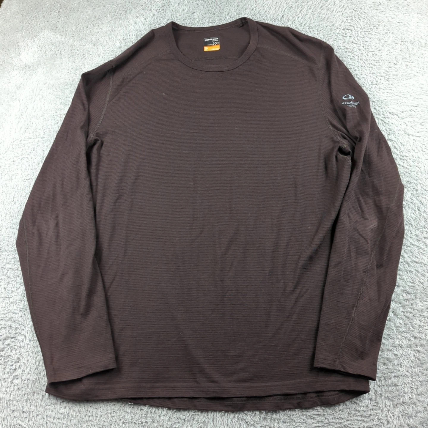 Icebreaker Merino Shirt Mens XL Brown Long Sleeve 200 Bodyfit Baselayer Wool