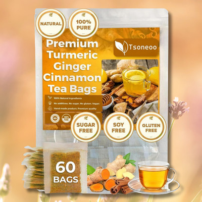 Turmeric Ginger Cinnamon Tea 120 Bags Vegan No Sugar Caffeine Gluten Free
