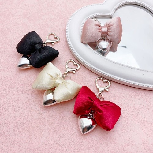 Cloth Balletcore Keychain Bowknot Love Heart Phone Chain Bow Bag Pendant Gift