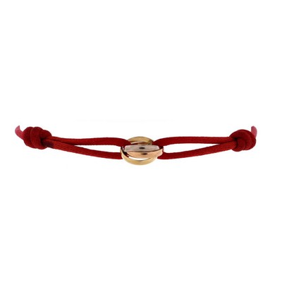 Cartier Trinity On Cord Bracelet Silk Cord with 18K Tricolor Gold