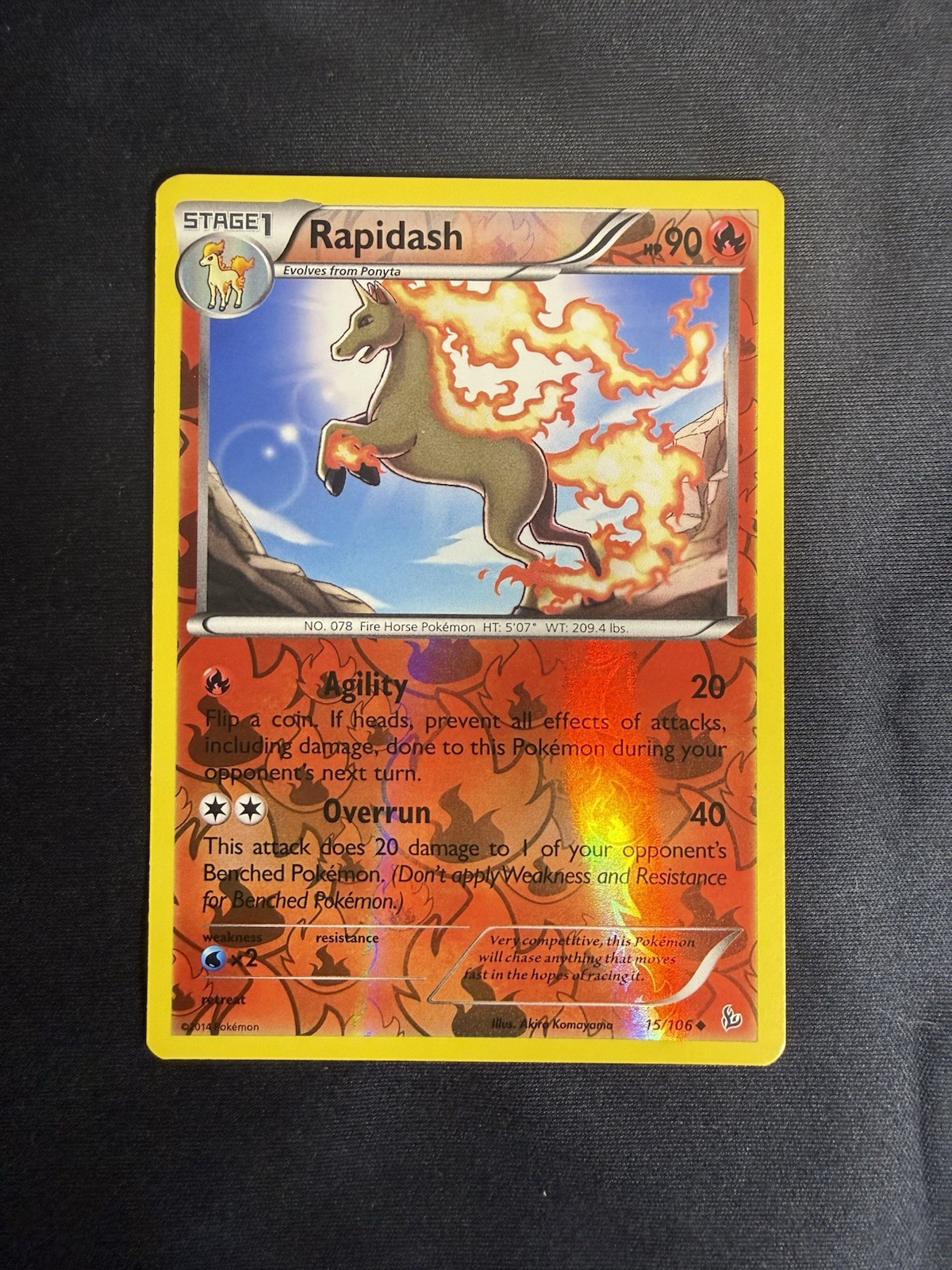 Pokemon - Rapidash 15/106 Reverse Holo Flashfire NM