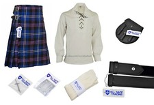 Men Scottish 9 Pieces 8 Yards Kilt Outfit with Sporran, Scottish Heritage Tartan