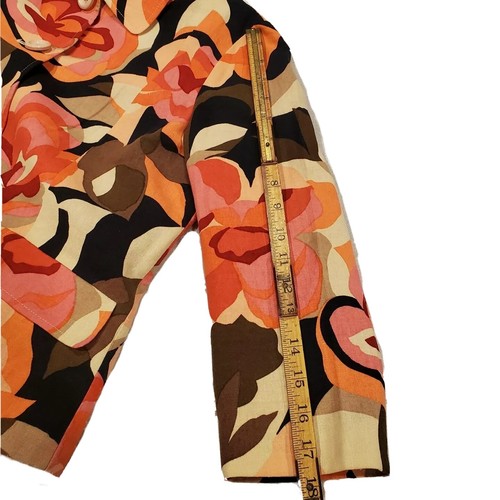 Kasper & Co Women's Retro Mod Floral Linen Jacket Short 3/4 Sleeve MCM 50s style - Picture 8 of 11