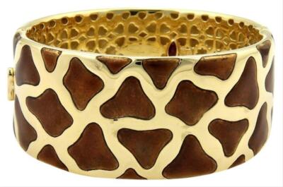 Roberto Coin Giraffe Bracelet Enamel 18k Yellow Gold Wide Bangle