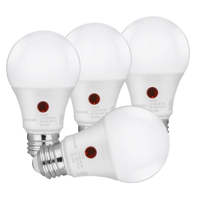 DEWENWILS 4 Pack Light Bulbs A19 Automatic On/Off, Light Timers,1/3 HP,UL Listed