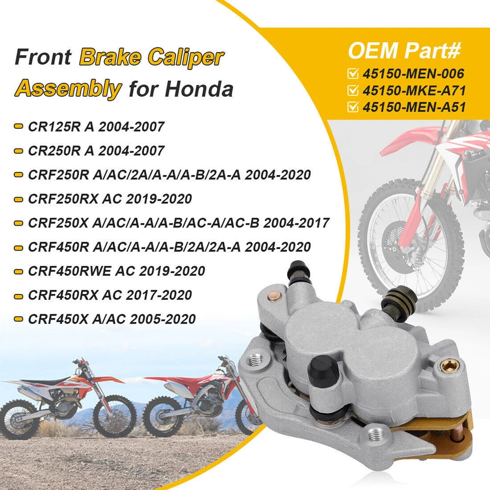 Front Brake Caliper & Pads for Yamaha YZ125 YZ250 YZ250F YZ250X YZ450F 2008-2017 - Image 2 of 4