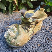 Gartenfigur Pflanzschuh Mit Vogelnest Zum Bepflanzen 13 Cm - Deko Blumentopf