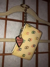 DOONEY & BOURKE Cream Monogram Rainbow Keychain Card Holder Coin Purse