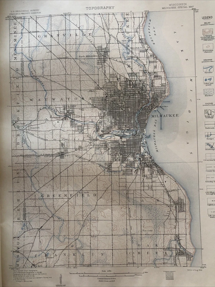 Антикварные карты-книжки США 1906 г. Геологический атлас Милуоки Висконсин - Изображение 3 из 4