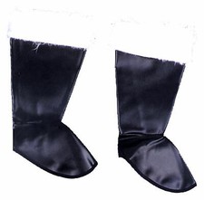 SANTA CLAUS BLACK BOOT COVERS CHRISTMAS COSTUME DRESS HA09