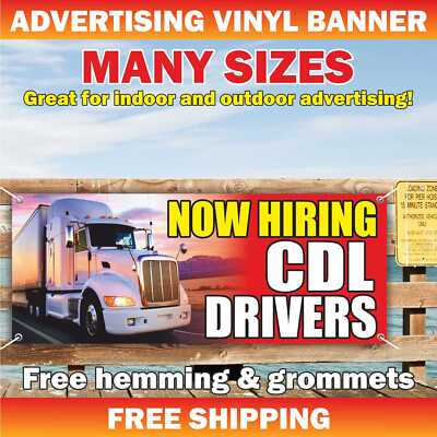 #ad NOW HIRING CDL DRIVERS Advertising Banner Vinyl Mesh Sign job help wanted $186.84