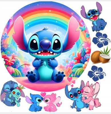 Lilo and Stitch Essbar Party Tortenaufleger Torte Freunde Zuckermasse + TEXT