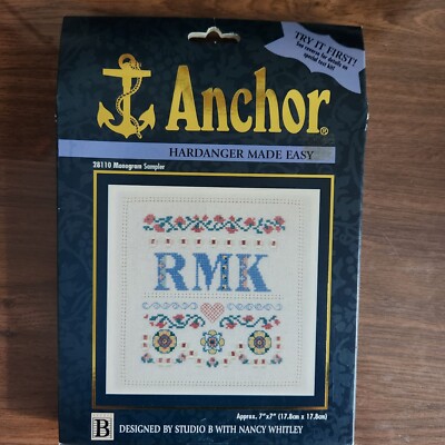 Anchor Hardanger Made Easy Cross Stitch #28110 Monogram Sampler Kit