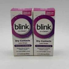 2 Boxes Blink N Clean Dry Contacts Lens Drops For Soft  RGP Lenses 0.5 FL 01/27