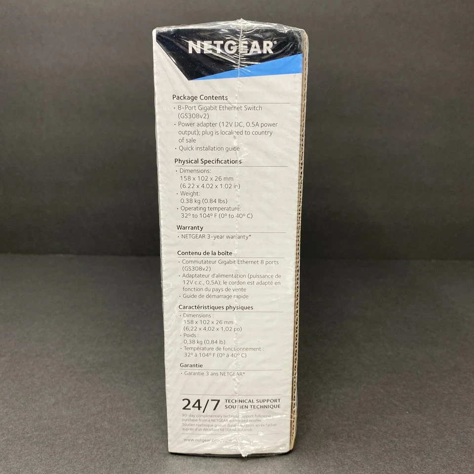 NETGEAR Soho Switch Series 8-Port Gigabit Home Ethernet GS308 LED New Sealed - Image 3 of 4