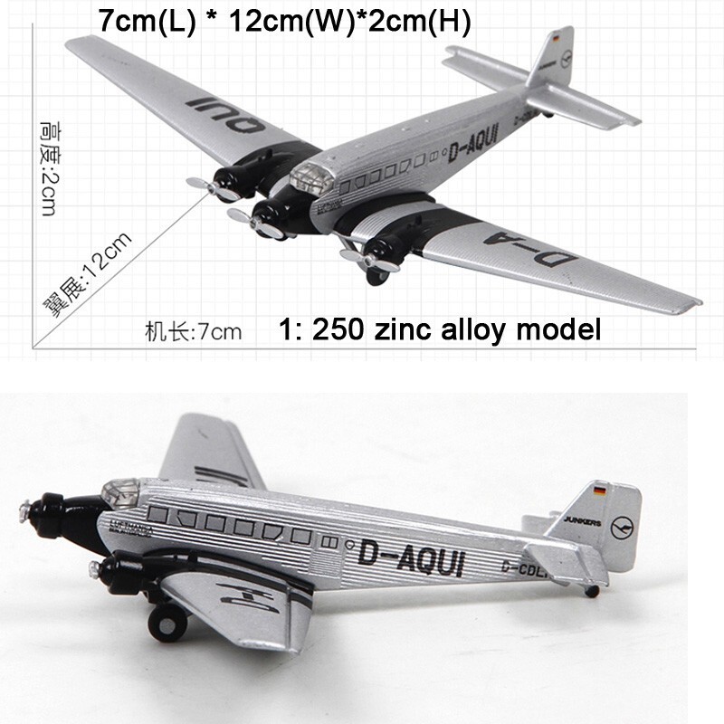 1:250 Scale Alloy Diecast Military Model Junkers JU52-3M Transport