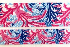Pink Blue White Sea coral ocean Inspired Grosgrain ribbon 7/8" 1.5" palm beach