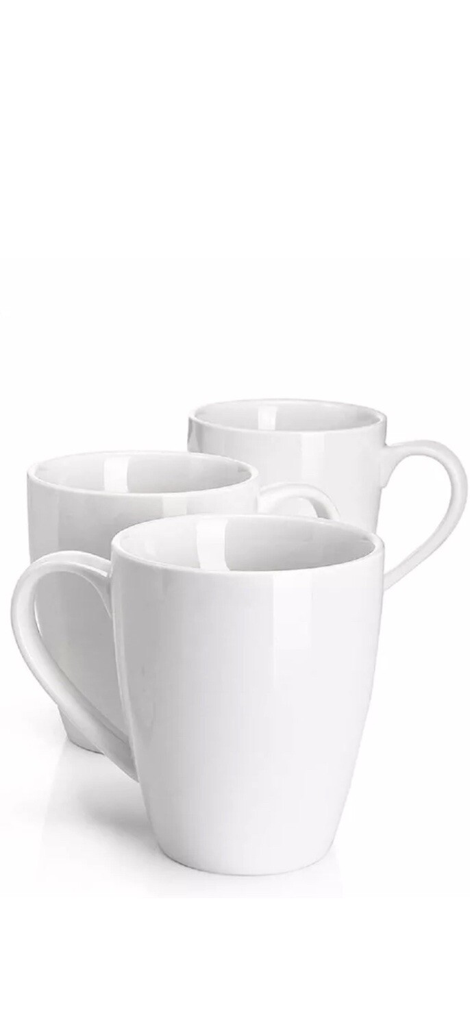 Classic White Coffee Mug/Cup Royal Norfolk Brand Square Bottom 12 Oz Classic 3