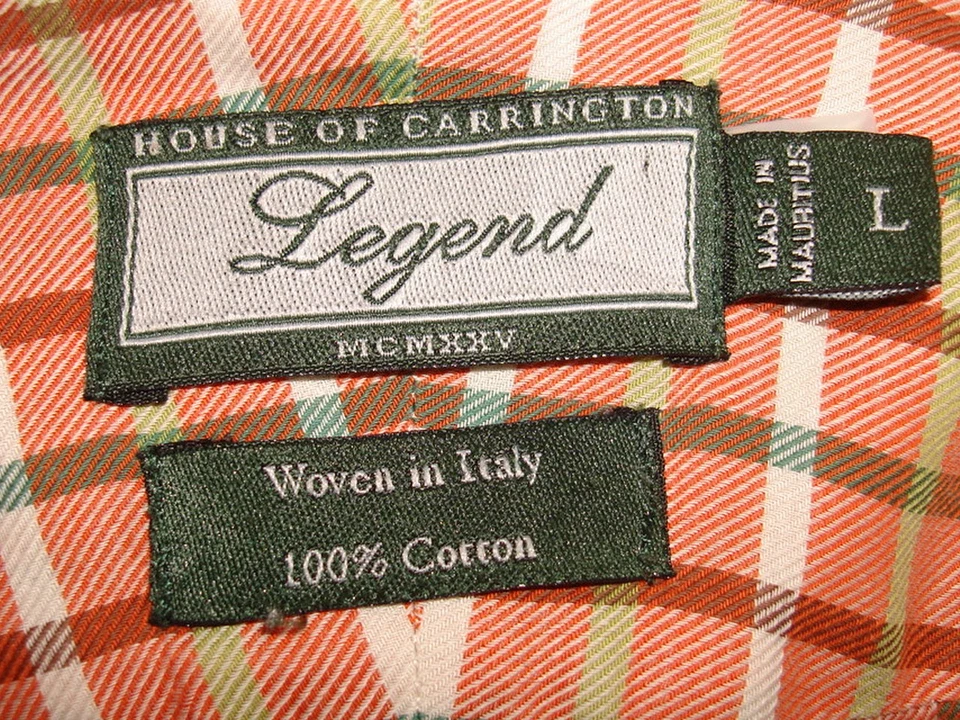 CAMISA HOUSE OF CARRINGTON LEGEND COLOR MELOCOTÓN CUADROS 100% ALGODÓN L/S BOTÓN TALLA. L Foto 4 de 4