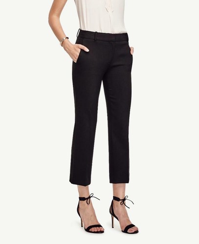 BLACK REFINED KICK CROP FLARE PANTS 